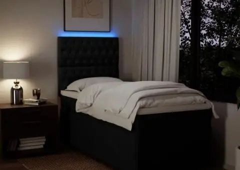 Pat box spring cu saltea, negru, 90x200 cm, textil - 4/5