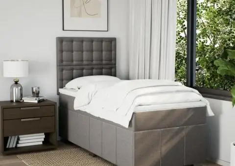 Pat box spring cu saltea, gri taupe, 90x200 cm, textil - 5/5