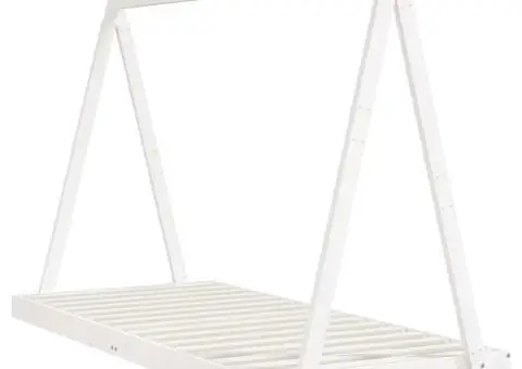 Cadru de pat pentru copii, alb, 90x200 cm, lemn masiv de pin - 3/5