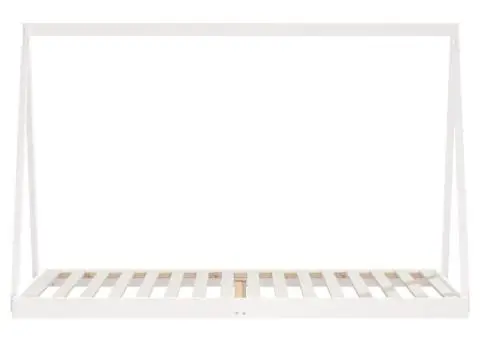 Cadru de pat pentru copii, alb, 90x200 cm, lemn masiv de pin - 4/5