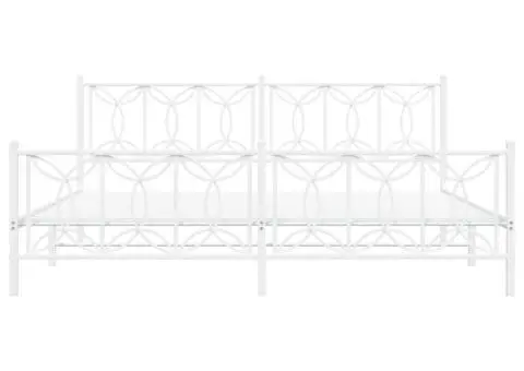 Cadru de pat metalic cu tăblie, alb, 200x200 cm - 4/5
