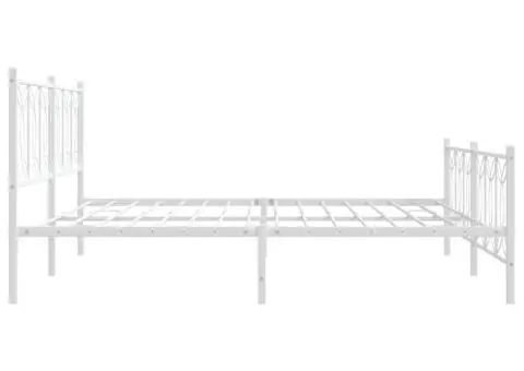 Cadru de pat metalic cu tăblie, alb, 200x200 cm - 5/5