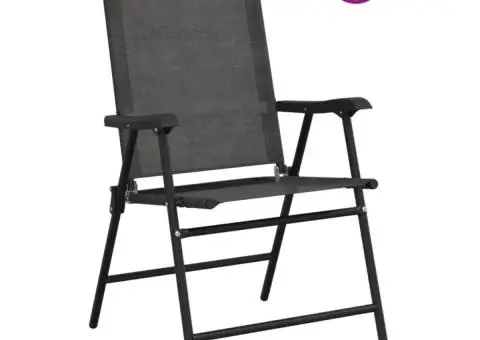 Scaune pliante de grădină, 8 buc., gri melange, oțel/textilene - 2/5