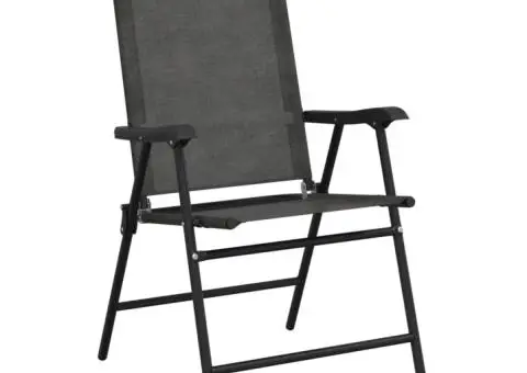 Scaune pliante de grădină, 8 buc., gri melange, oțel/textilene - 3/5