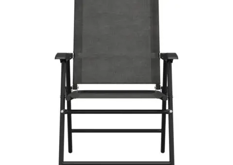 Scaune pliante de grădină, 8 buc., gri melange, oțel/textilene - 5/5