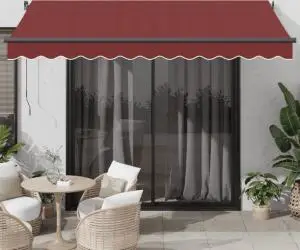vidaXL Copertina retractabilă manual, vișiniu, 350x250 cm