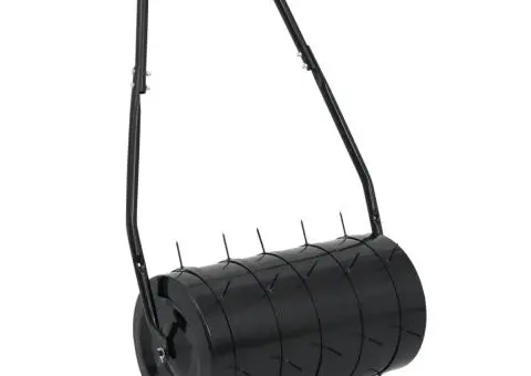 Tăvălug gazon de grădină cleme de aerisire negru 42 L fier/oțel - 1/5
