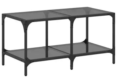 Măsuță de cafea, blat din sticlă negră, 78,5x40x40 cm, oțel - 2/5