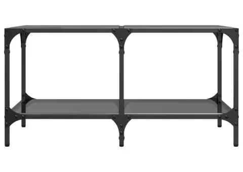 Măsuță de cafea, blat din sticlă negră, 78,5x40x40 cm, oțel - 4/5