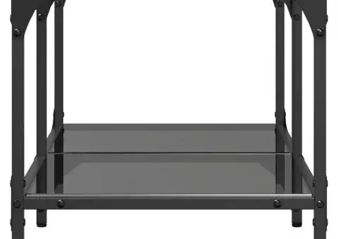 Măsuță de cafea, blat din sticlă negră, 78,5x40x40 cm, oțel - 5/5