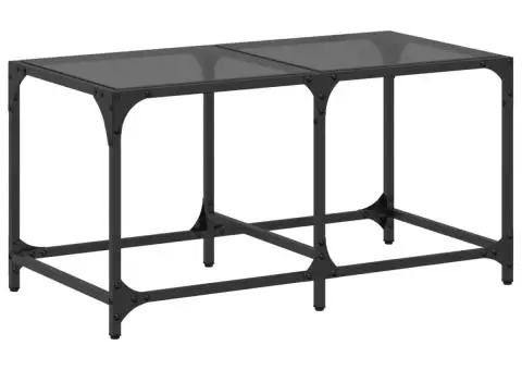 Măsuță de cafea, blat din sticlă negră, 78,5x40x40 cm, oțel - 2/5