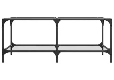 Măsuță de cafea cu blat sticlă transparentă 98,5x50x40 cm oțel - 4/5