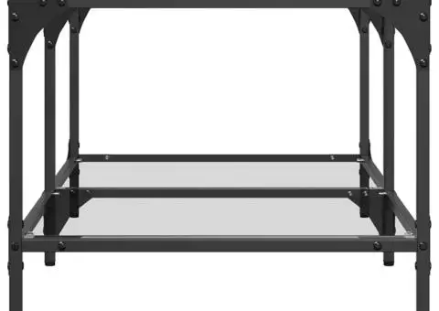 Măsuță de cafea cu blat sticlă transparentă 98,5x50x40 cm oțel - 5/5