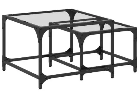 Măsuțe de cafea suprapuse 2 buc. blat sticlă transparentă, oțel - 2/5