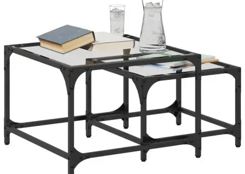 Măsuțe de cafea suprapuse 2 buc. blat sticlă transparentă, oțel - 3/5