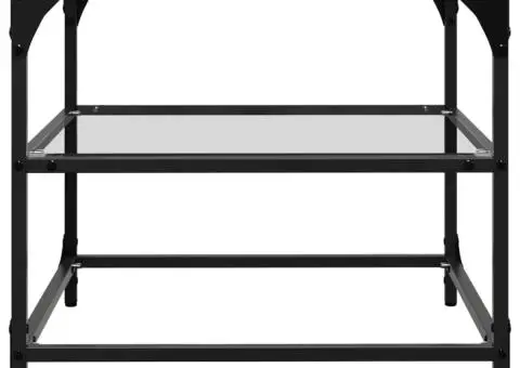 Măsuță de cafea, blat din sticlă transparentă, 50x50x45 cm oțel - 5/5