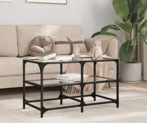 vidaXL Măsuță de cafea blat din sticlă transparentă 78,5x40x45 cm oțel