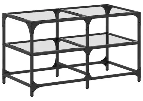 Măsuță de cafea blat din sticlă transparentă 78,5x40x45 cm oțel - 2/5