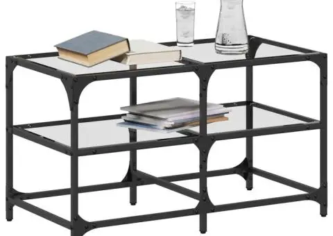 Măsuță de cafea blat din sticlă transparentă 78,5x40x45 cm oțel - 3/5