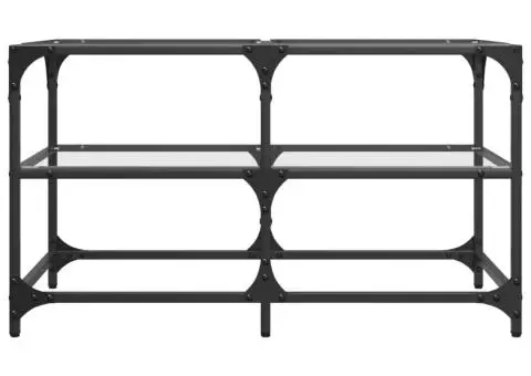 Măsuță de cafea blat din sticlă transparentă 78,5x40x45 cm oțel - 4/5