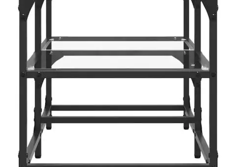 Măsuță de cafea blat din sticlă transparentă 78,5x40x45 cm oțel - 5/5