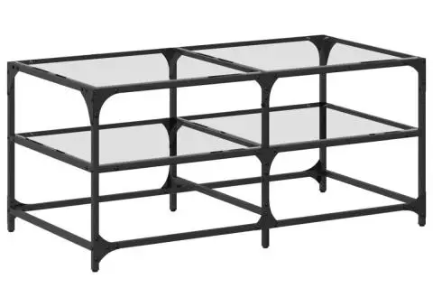 Măsuță de cafea cu blat sticlă transparentă 98,5x50x45 cm oțel - 2/5