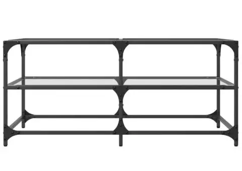 Măsuță de cafea cu blat sticlă transparentă 98,5x50x45 cm oțel - 4/5