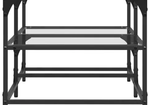 Măsuță de cafea cu blat sticlă transparentă 98,5x50x45 cm oțel - 5/5