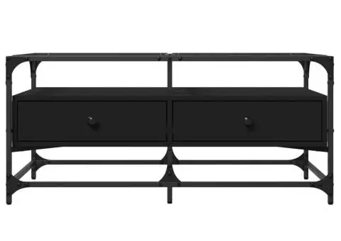 Măsuță de cafea cu blat din sticlă negru 98,5x50x45 cm oțel - 4/5