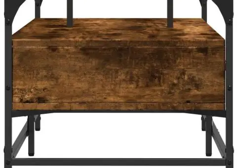 Măsuță cafea blat din sticlă stejar fumuriu 98,5x50x45 cm oțel - 5/5