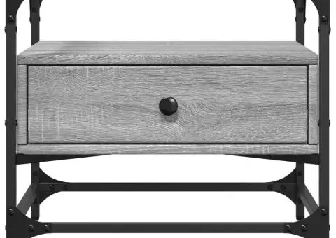 Măsuță de cafea cu blat din sticlă gri sonoma 50x50x45 cm oțel - 4/5