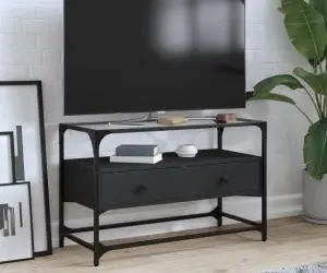 vidaXL Dulap TV blat sticlă, negru, 80x35x51 cm lemn prelucrat