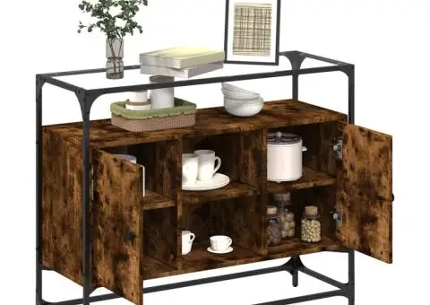 Dulap, blat din sticlă stejar fumuriu 98x35x81cm lemn prelucrat - 3/5