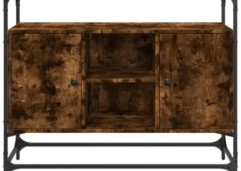 Dulap, blat din sticlă stejar fumuriu 98x35x81cm lemn prelucrat - 4/5