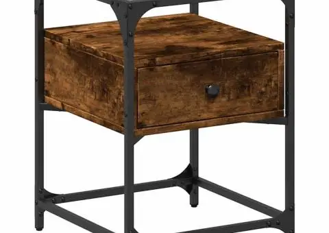 Noptieră, stejar fumuriu, 40x40x55 cm, lemn compozit - 2/5