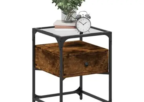 Noptieră, stejar fumuriu, 40x40x55 cm, lemn compozit - 3/5