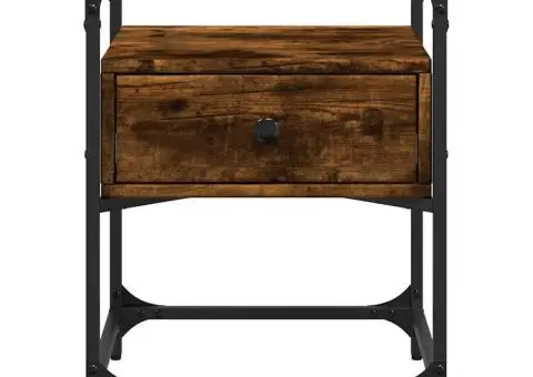 Noptieră, stejar fumuriu, 40x40x55 cm, lemn compozit - 4/5