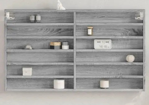 Dulap cu vitrină, sonoma gri, 100x8,5x58 cm, lemn prelucrat - 1/5