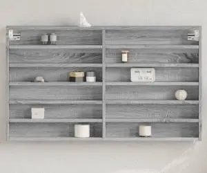 vidaXL Dulap cu vitrină, sonoma gri, 100x8,5x58 cm, lemn prelucrat