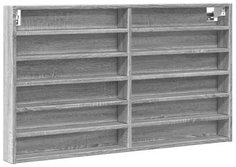 Dulap cu vitrină, sonoma gri, 100x8,5x58 cm, lemn prelucrat - 2/5