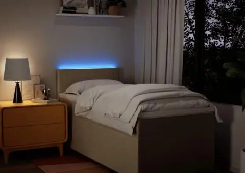 Pat box spring cu saltea, crem, 80x200 cm, textil - 5/5