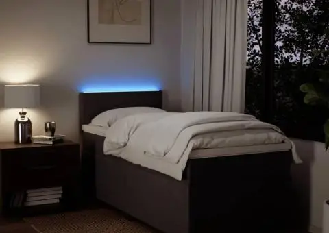 Pat box spring cu saltea, maro închis, 90x190 cm, textil - 5/5