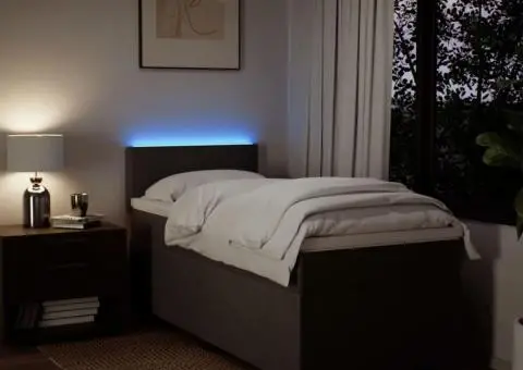 Pat box spring cu saltea, gri deschis, 90x200 cm, textil - 5/5