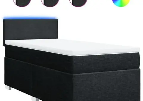 Pat box spring cu saltea, negru, 90x200 cm, textil - 2/5