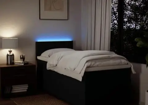 Pat box spring cu saltea, negru, 90x200 cm, textil - 5/5