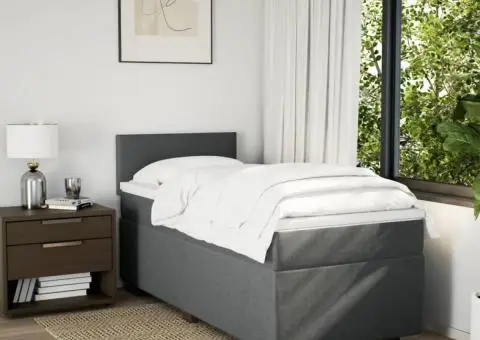 Pat box spring cu saltea, gri închis, 100x200 cm, textil - 4/5