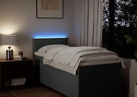 Pat box spring cu saltea, gri închis, 100x200 cm, textil - 5/5