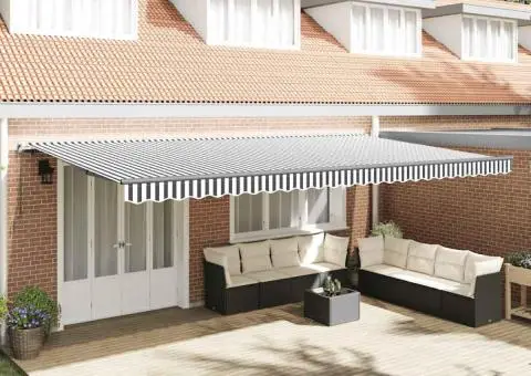 Copertină retractabilă manual, antracit/alb, 600x300 cm - 1/5