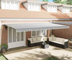 vidaXL Copertină retractabilă manual, antracit/alb, 600x300 cm