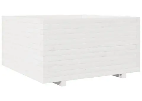 Jardinieră de grădină, alb, 90x90x49,5 cm, lemn masiv de pin - 2/5